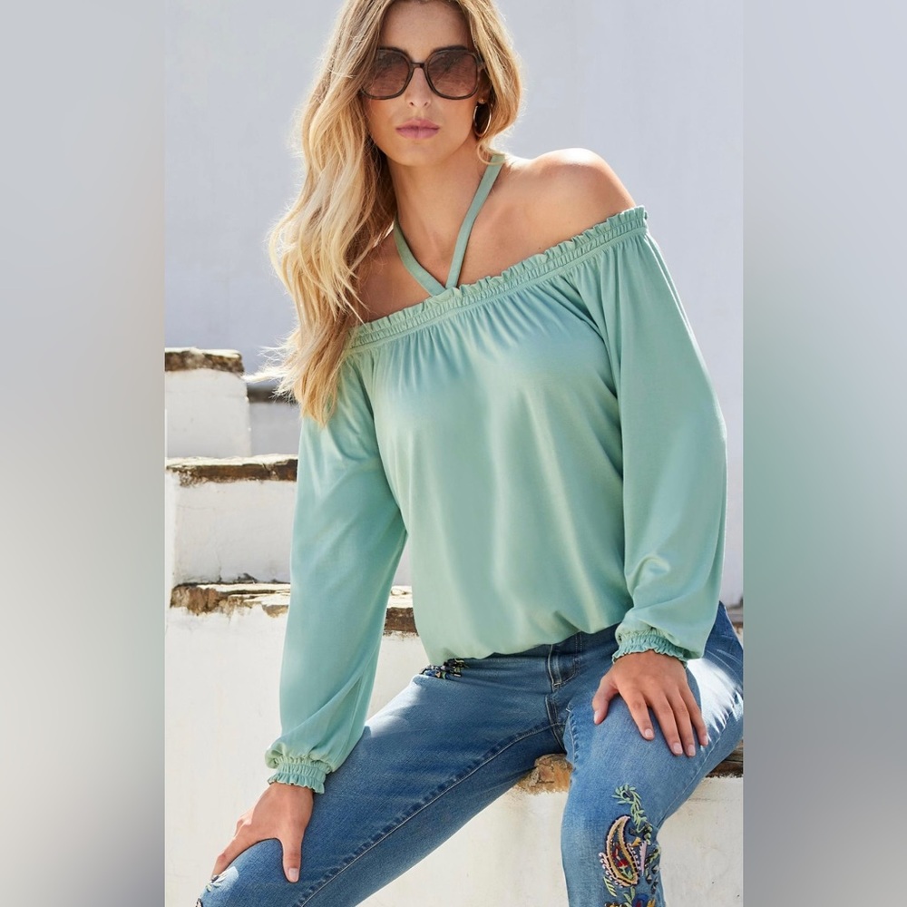 Boston Proper Halter Strap Effortless Knit Top
